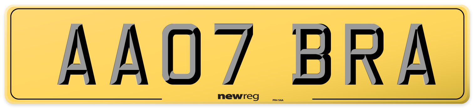 AA07 BRA Rear Number Plate