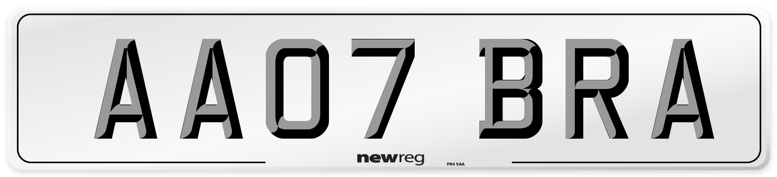 AA07 BRA Front Number Plate