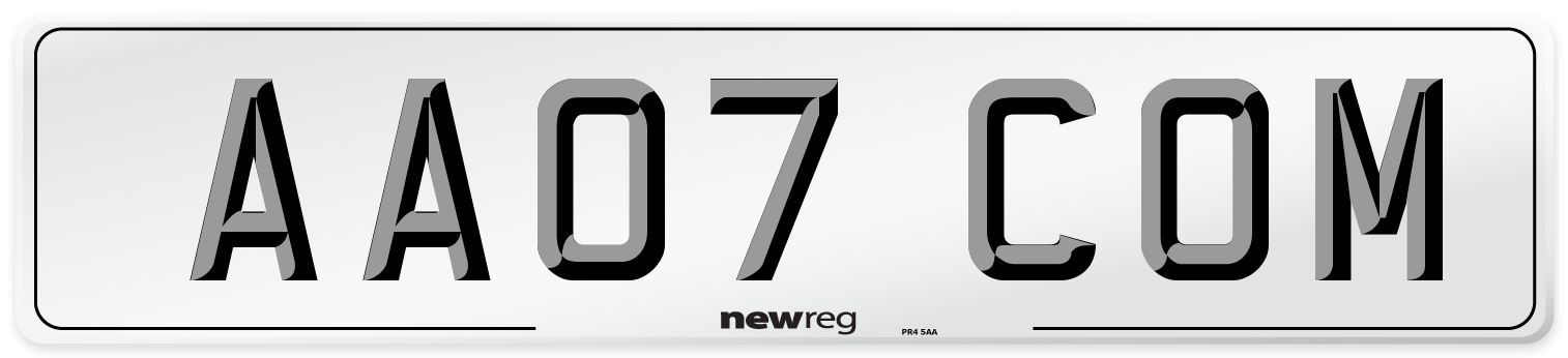 AA07 COM Front Number Plate