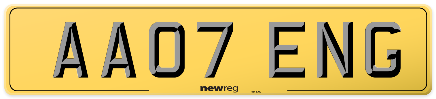 AA07 ENG Rear Number Plate