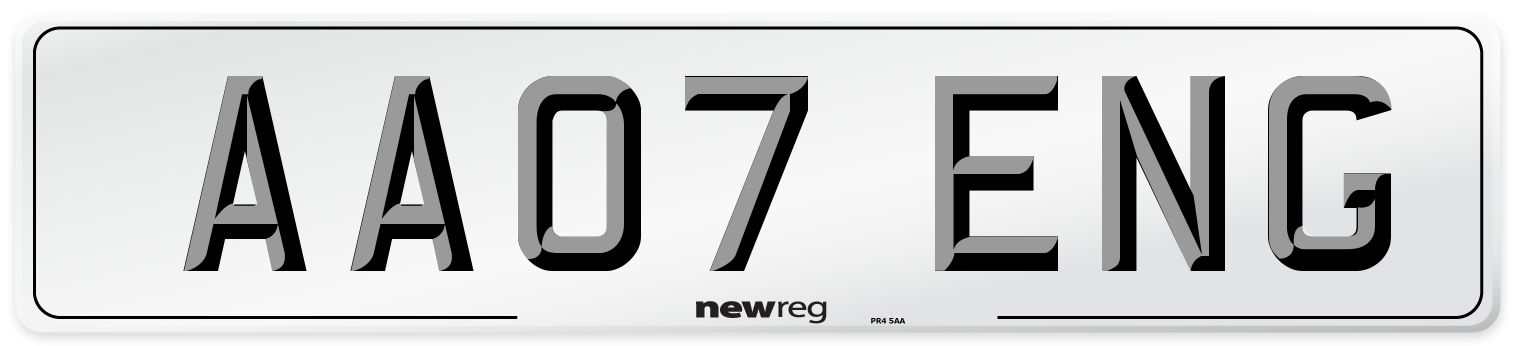 AA07 ENG Front Number Plate