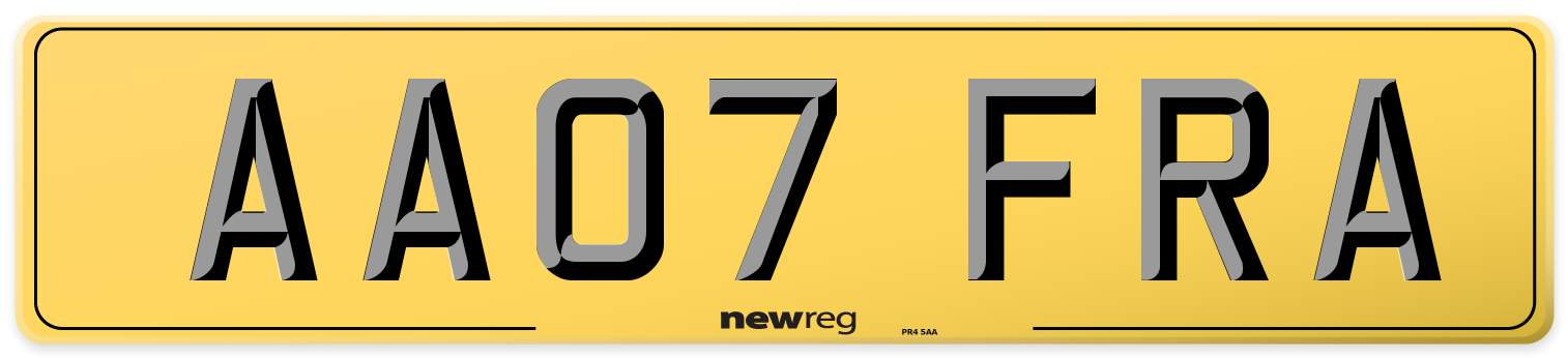 AA07 FRA Rear Number Plate