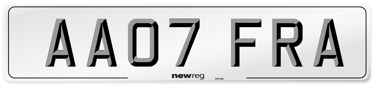 AA07 FRA Front Number Plate