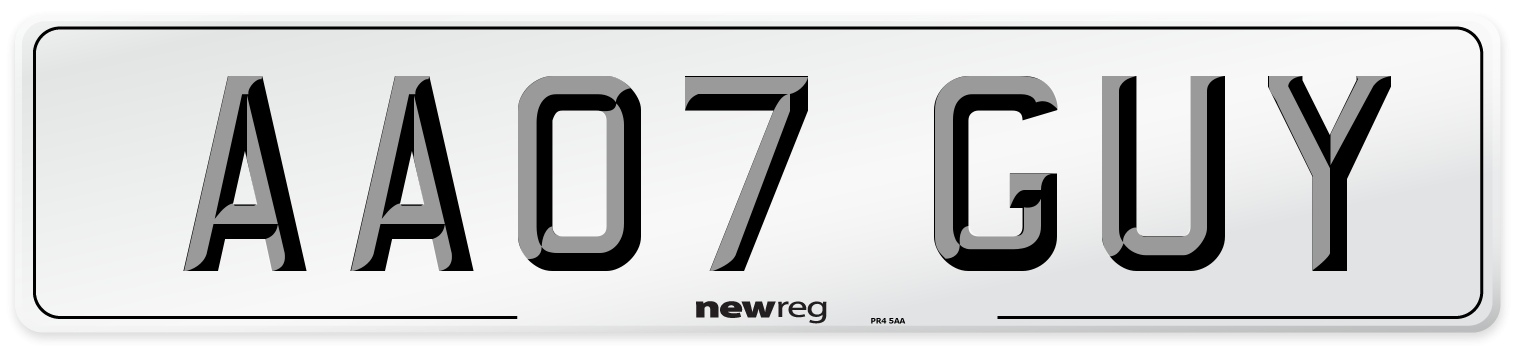 AA07 GUY Front Number Plate