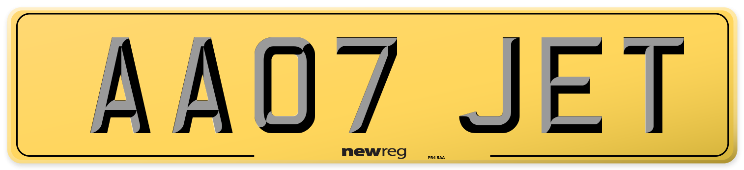 AA07 JET Rear Number Plate
