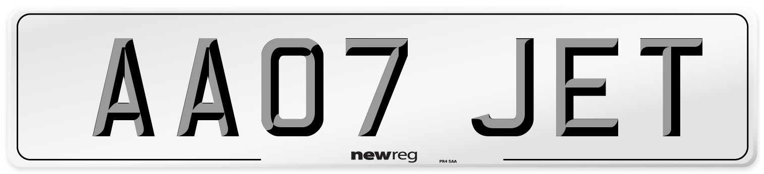 AA07 JET Front Number Plate