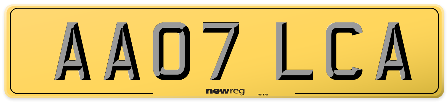 AA07 LCA Rear Number Plate