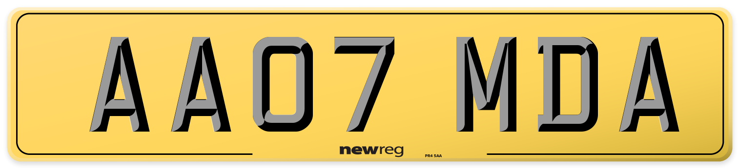 AA07 MDA Rear Number Plate