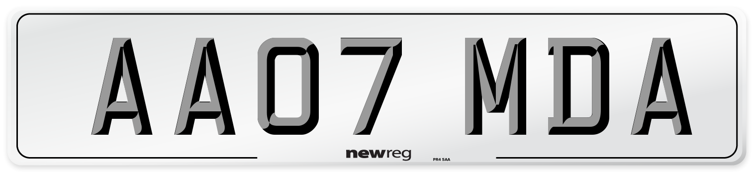 AA07 MDA Front Number Plate