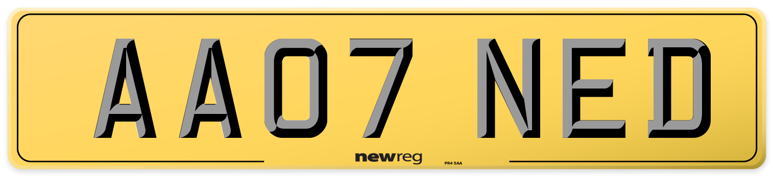 AA07 NED Rear Number Plate
