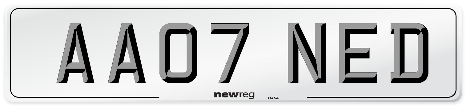 AA07 NED Front Number Plate