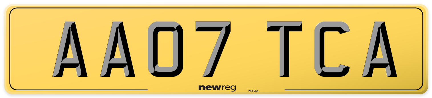 AA07 TCA Rear Number Plate