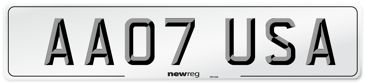 AA07 USA Front Number Plate