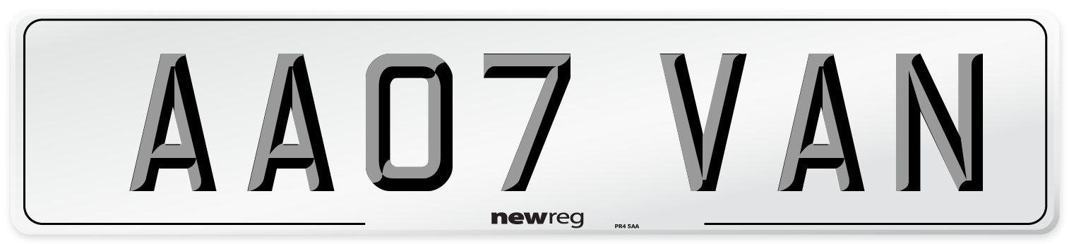 AA07 VAN Front Number Plate