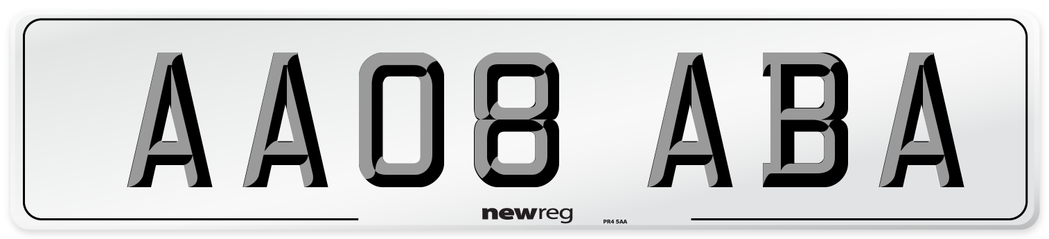 AA08 ABA Front Number Plate