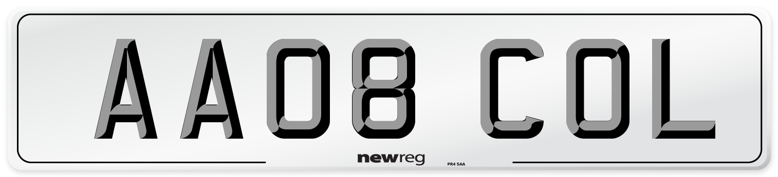 AA08 COL Front Number Plate