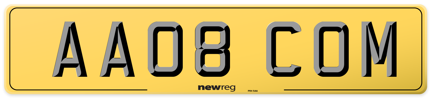 AA08 COM Rear Number Plate