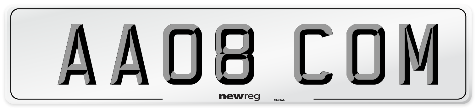 AA08 COM Front Number Plate