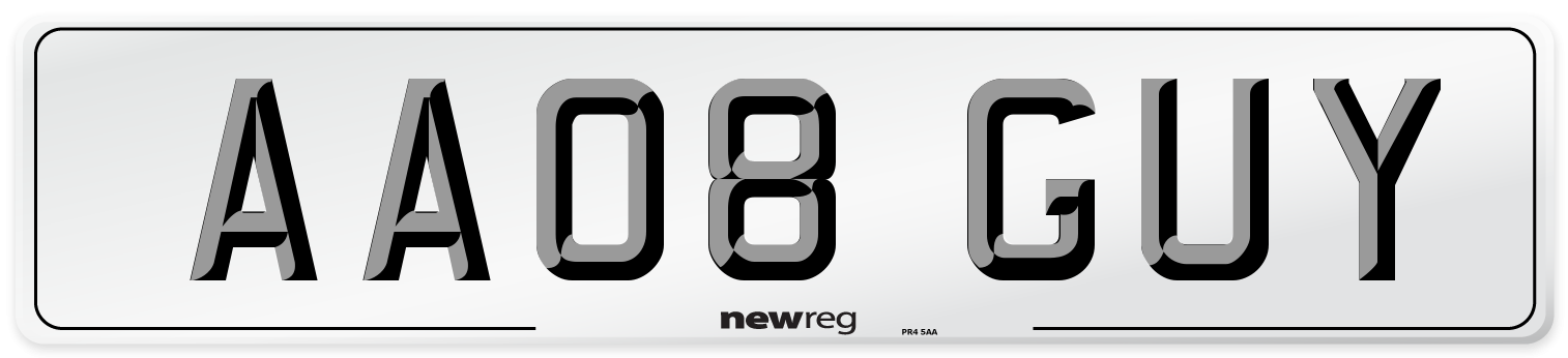 AA08 GUY Front Number Plate