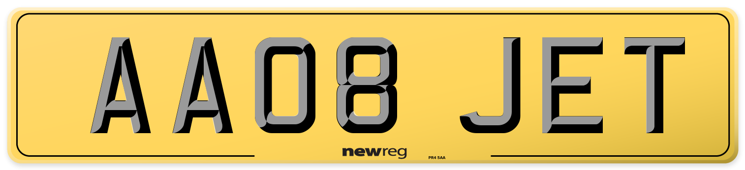 AA08 JET Rear Number Plate