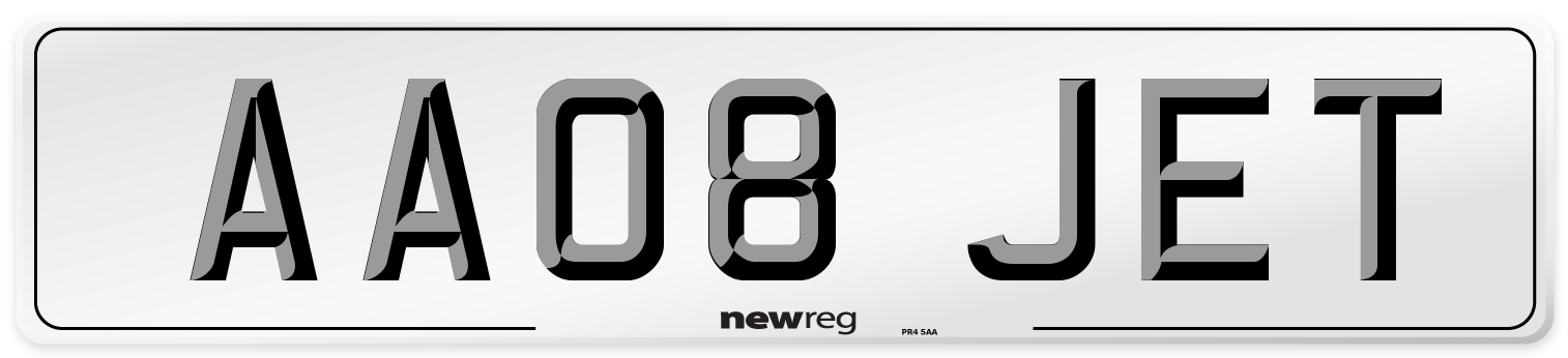 AA08 JET Front Number Plate