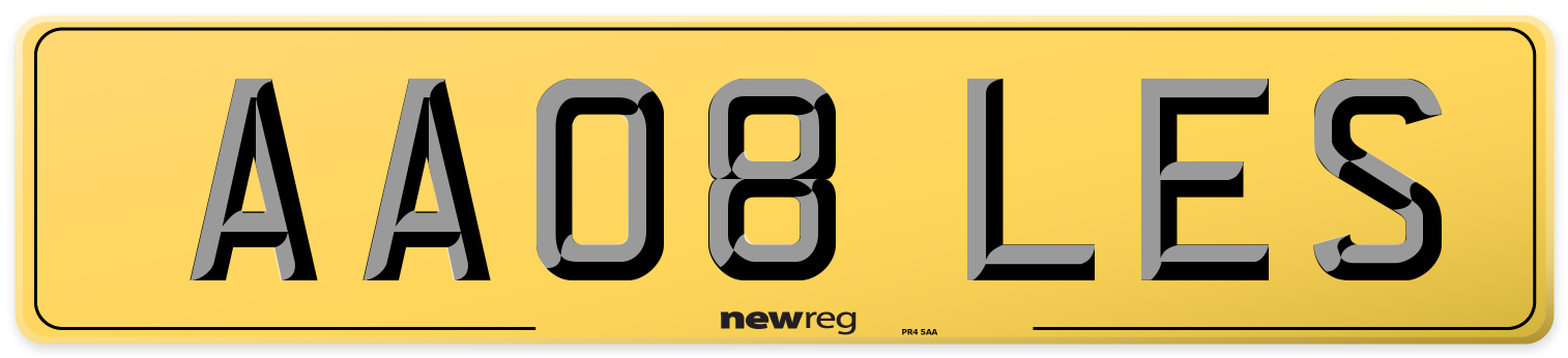 AA08 LES Rear Number Plate