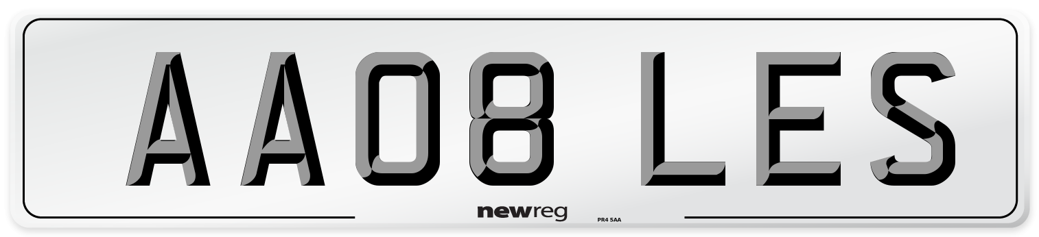 AA08 LES Front Number Plate