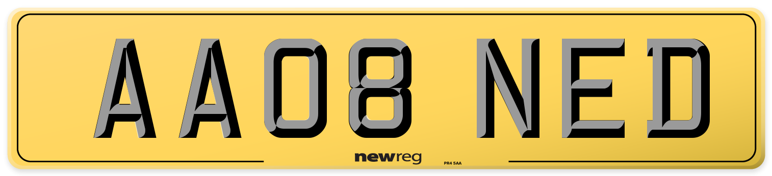 AA08 NED Rear Number Plate