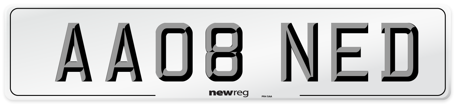 AA08 NED Front Number Plate