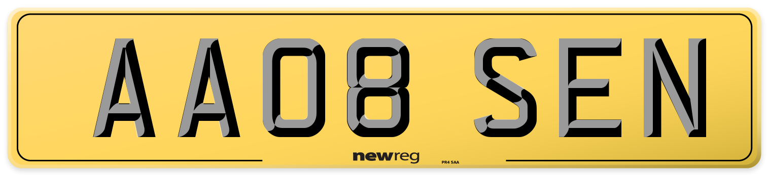 AA08 SEN Rear Number Plate