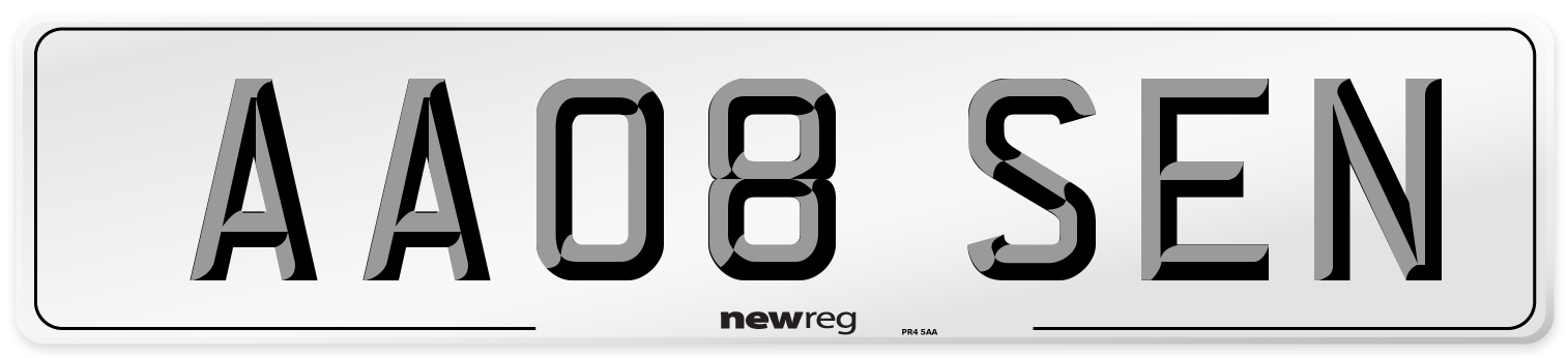 AA08 SEN Front Number Plate