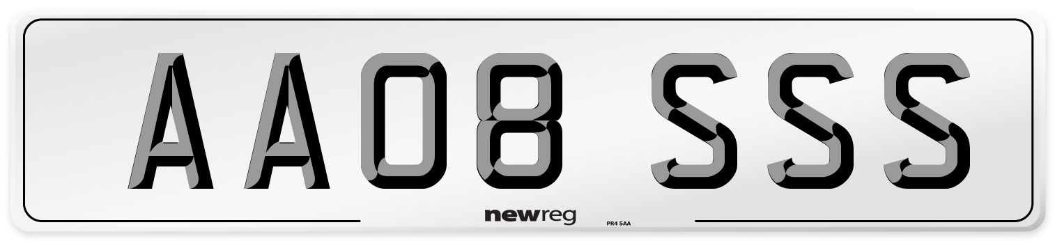 AA08 SSS Front Number Plate