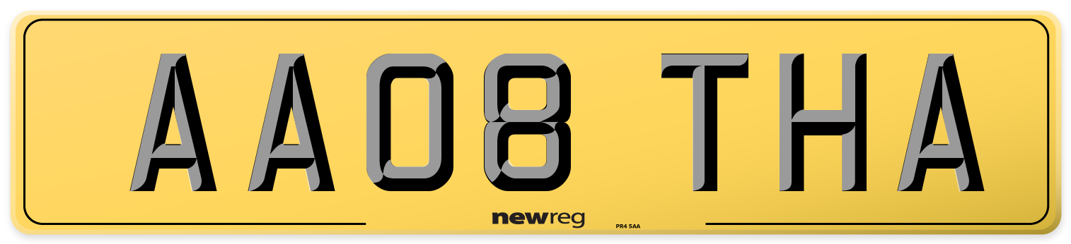 AA08 THA Rear Number Plate
