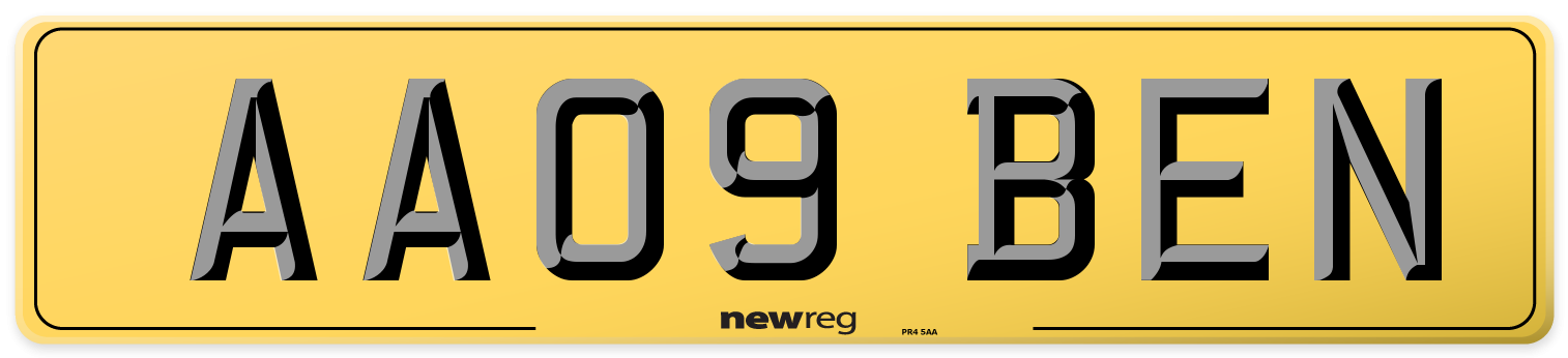 AA09 BEN Rear Number Plate