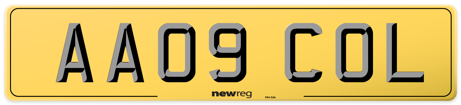 AA09 COL Rear Number Plate