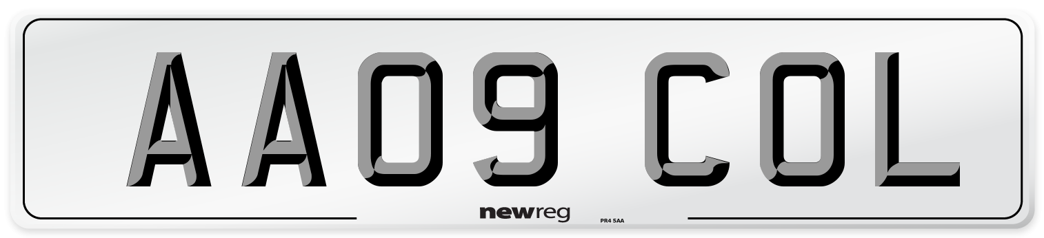AA09 COL Front Number Plate