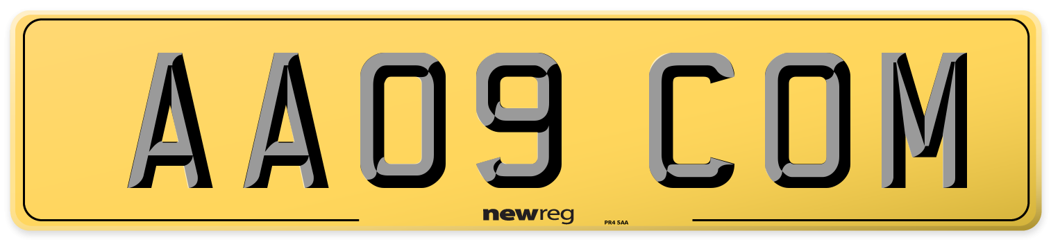 AA09 COM Rear Number Plate