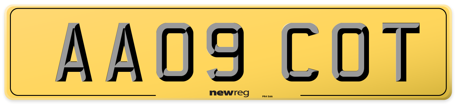 AA09 COT Rear Number Plate