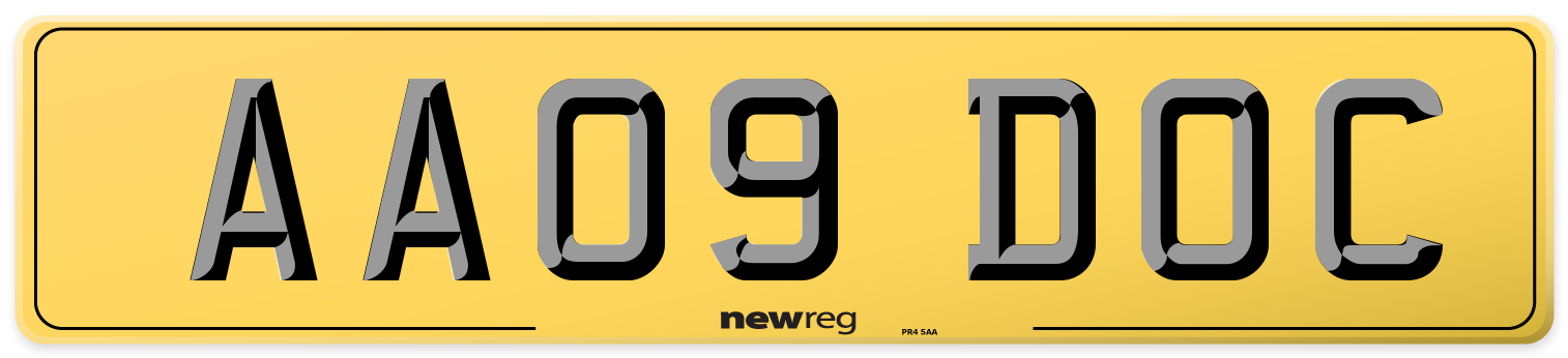 AA09 DOC Rear Number Plate