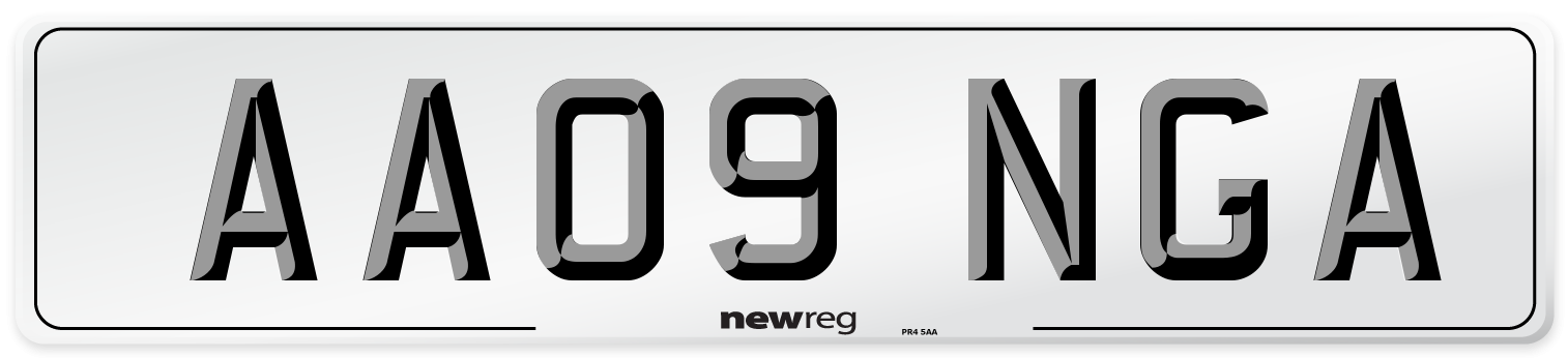 AA09 NGA Front Number Plate