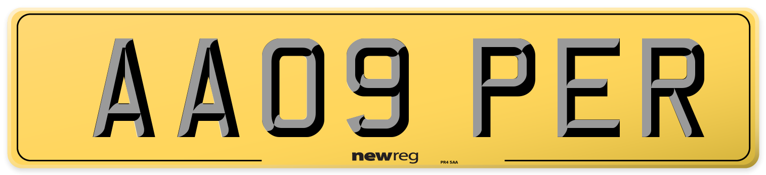 AA09 PER Rear Number Plate