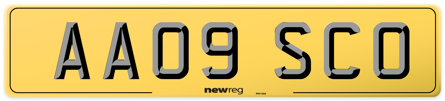 AA09 SCO Rear Number Plate