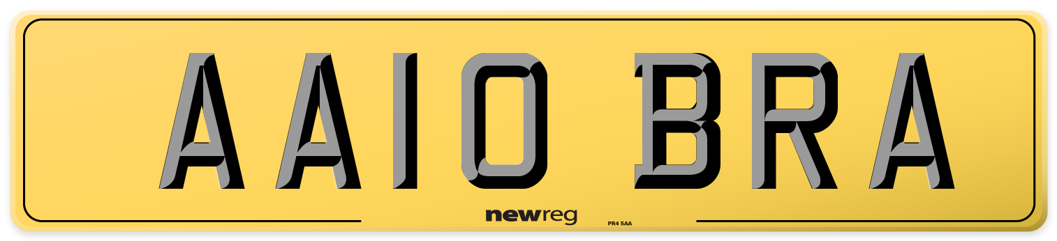 AA10 BRA Rear Number Plate