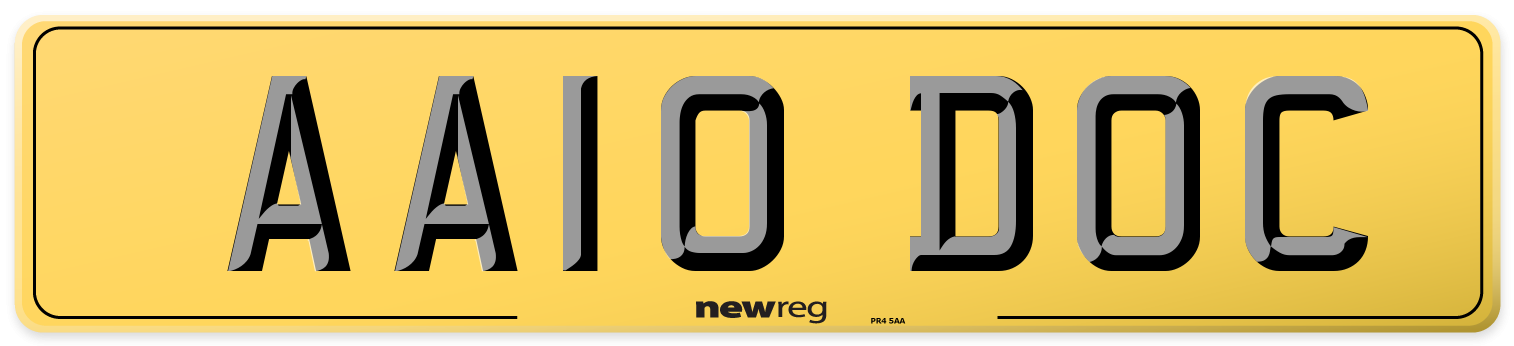 AA10 DOC Rear Number Plate