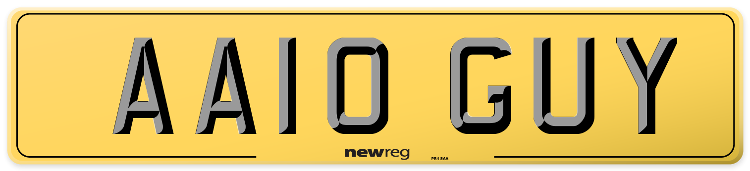 AA10 GUY Rear Number Plate