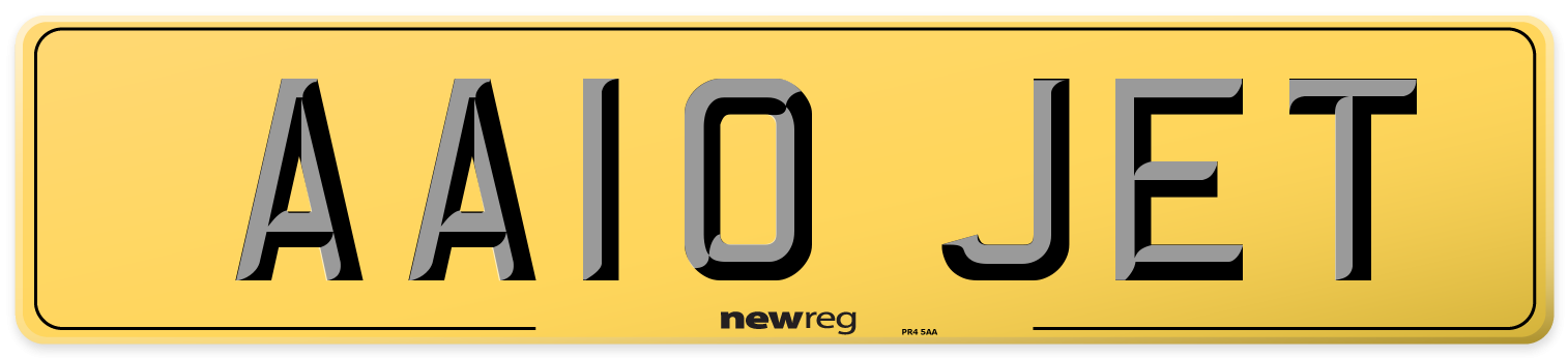 AA10 JET Rear Number Plate