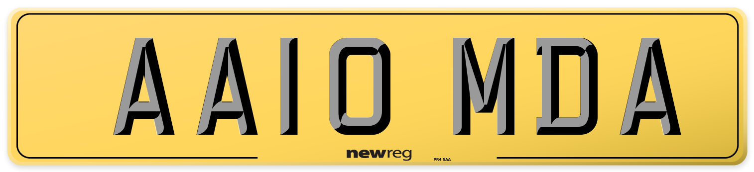 AA10 MDA Rear Number Plate