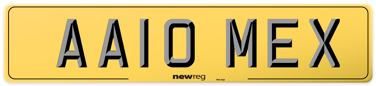 AA10 MEX Rear Number Plate