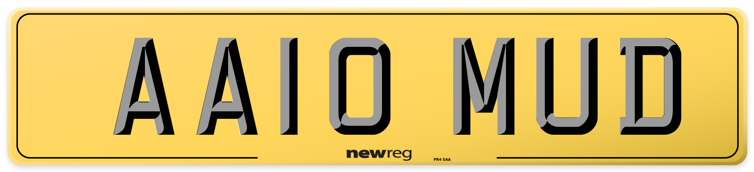 AA10 MUD Rear Number Plate