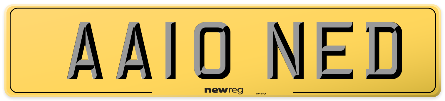 AA10 NED Rear Number Plate